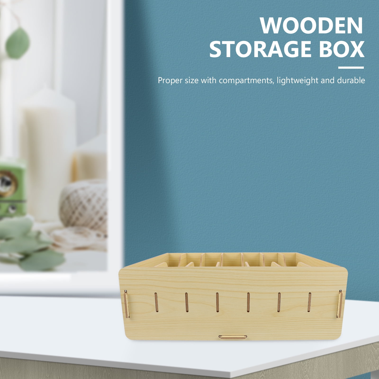 WRISTBIQUE Home Storage Boxes Wooden Vintage Rectangular Beige 1Pcs for Classroom Use