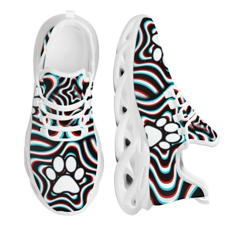 

Lovely Dog Footprint Pattern Mesh Sneakers for Women Gradient Color Design Femme Platform Shoes Casual Footwear 2024
