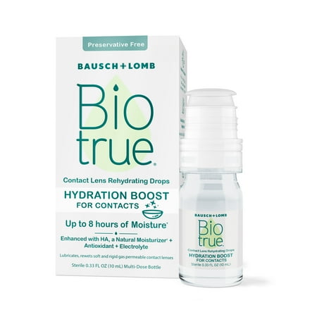 Biotrue Hydration Boost Rehydrating Contact Lens Drops, Preservative Free, Naturally Inspired, 10 mL