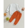 thumbnail image 5 of Elippeo Toddler Boys Thanksgiving Pants Sets 6M 12M 18M 24M 3Y Long Sleeve Letter Print Sweatshirt Tops and Drawstring Pants Sets, 5 of 9