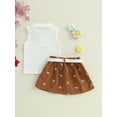 thumbnail image 4 of aturustex Little Girls 2pcs Skirts Outfits 12M 18M 2T 3T 4T 5T Toddler Baby Sleeveless Ribbed Vests Bow Embroidery Waistcoats Lapel Neck Tank Tops+ Plmmer Clothes Beachwear for Holiday Party, 4 of 7