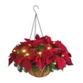 thumbnail image 2 of Cesta artificiales Poinsettia artificial LED con luces de cadena Zulema Cesta colgante, 2 of 7