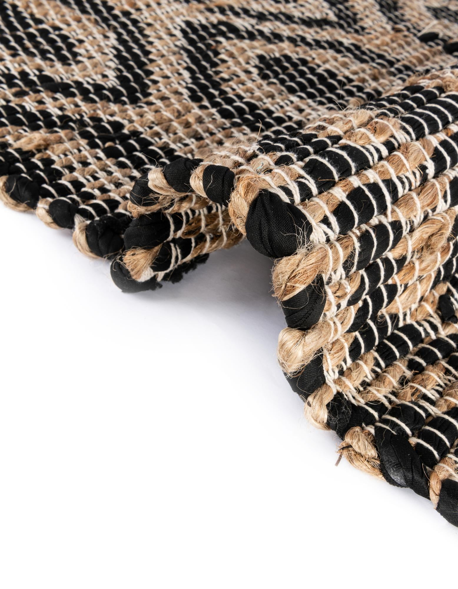 Unique Loom Chindi Jute Collection Area Rug (2' 7" x 10' Runner Black/Navy Blue)