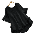 thumbnail image 2 of Boho T Shirts for Women Summer Basic Ruffle Loose Dressy Casual Tops Ruffle Sleeve Crew Neck Outfits Going Out Blouses, 2 of 3