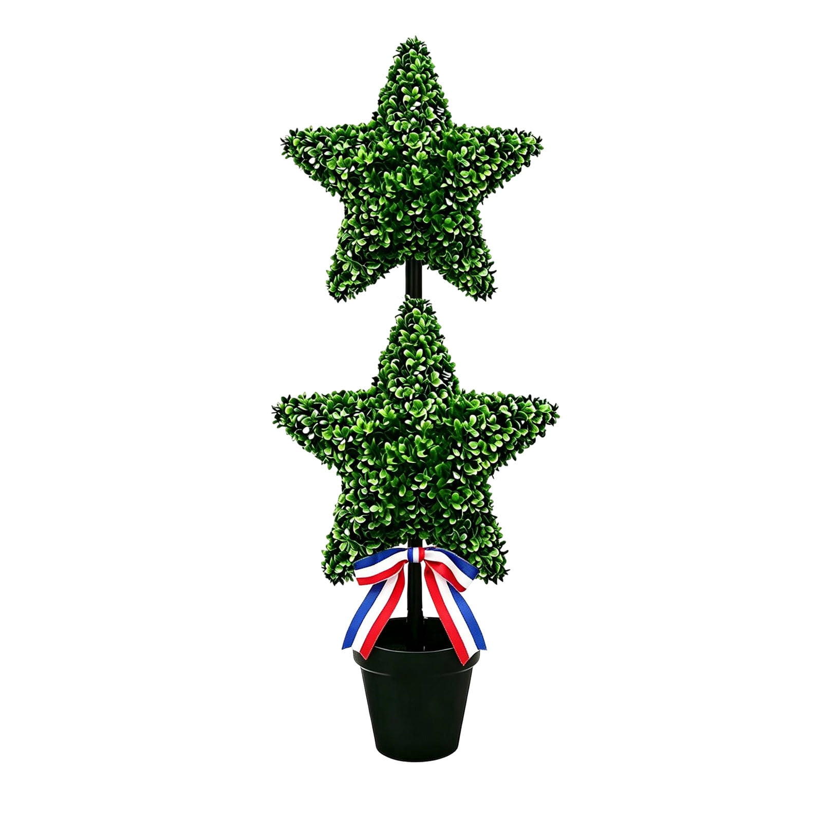 NANIL Patriotic Star Artificial Topiary Tree 35.5", Independence Day 4th of July Potted Plant with Red White Blue Bow, 250th Anniversary Merchandise Fake Greenery for Front Porch Outdoor Decor