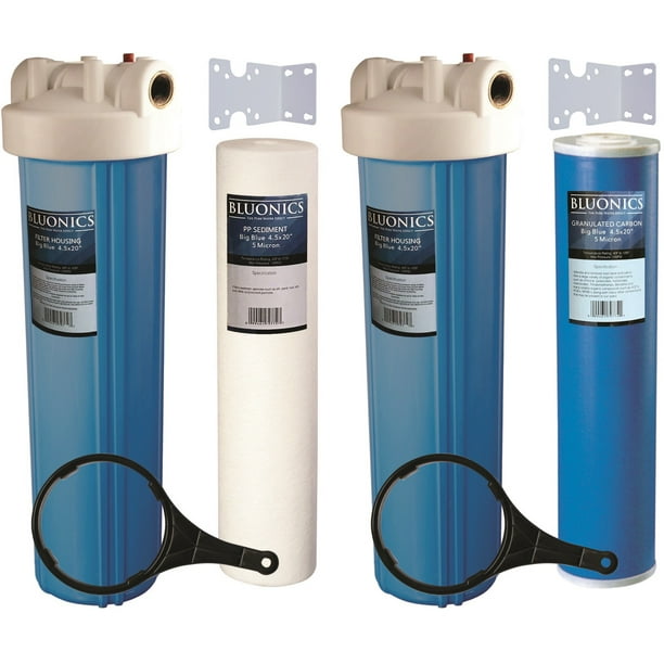 Two 20" Big Blue GAC Carbon and Sediment Water Filter System Whole