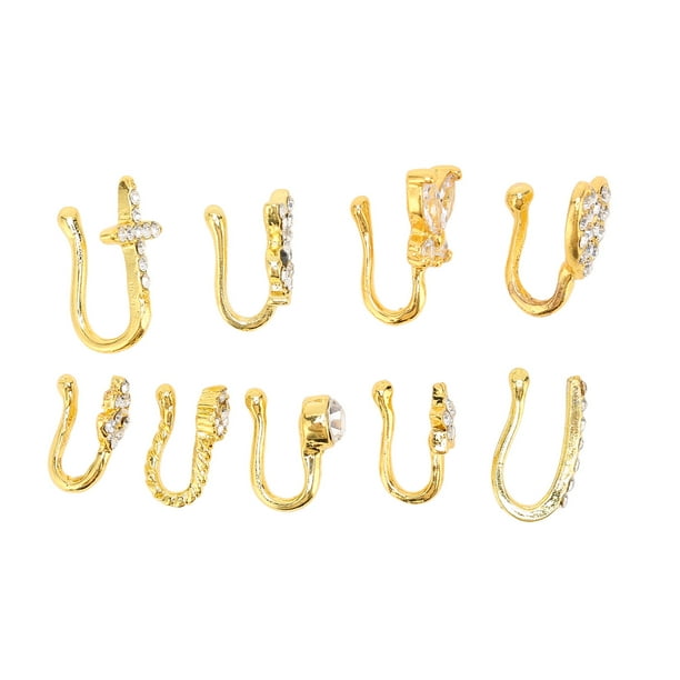 9 Piezas de Anillos Falsos para la Nariz Brillantes a la Moda sin Piercing Kit de Clip para la Nariz Anillos Falsos para la Nariz para Mujeres Espárragos de Nariz Falsos ANGGREK Otros