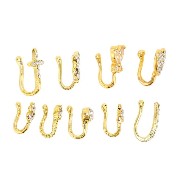 Fake Nose Rings, Exquisite Adjustable Faux Nose Rings For Daily Wear Gold