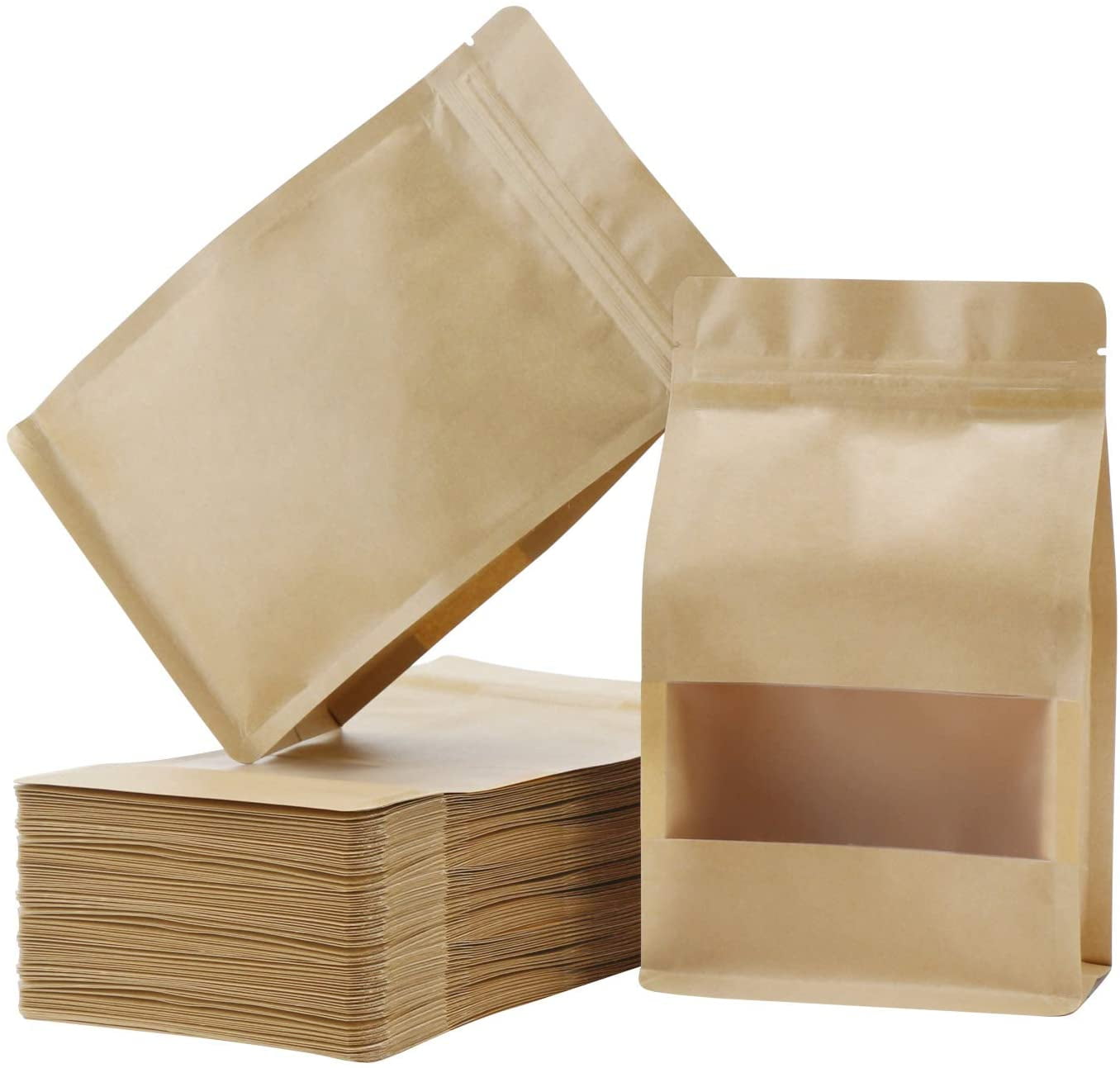 10pcs Food Storage Bags Reusable Kraft Zipper Paper Bags Seal Pouch Cookies Nuts 