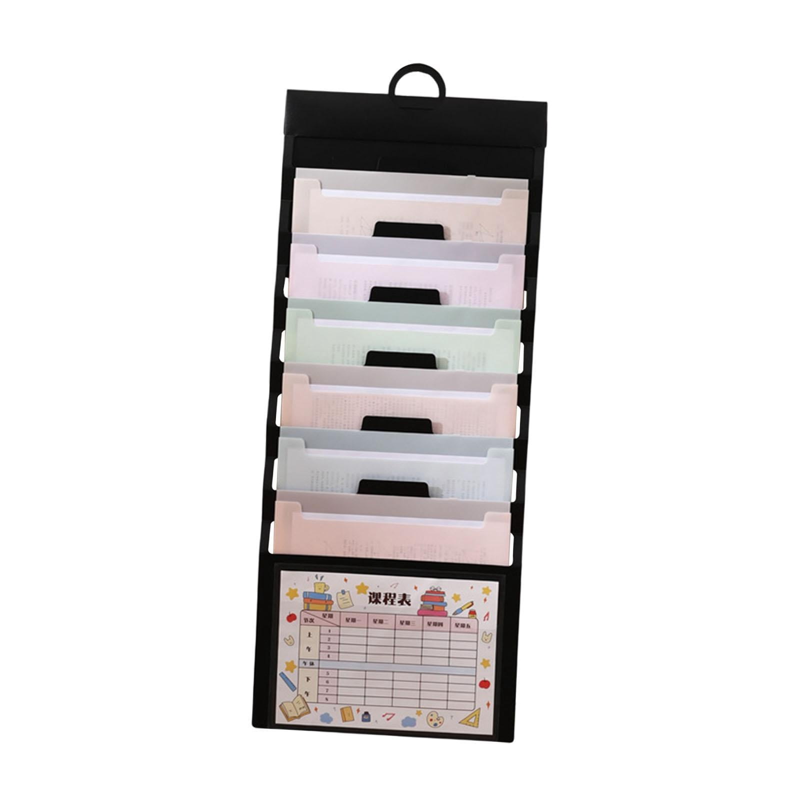 koolsoo Hanging Wall File Organizer Document Holder 6 Pocket Wear Resistant Sturdy Paper Folder File Folder Expanding for Home School colorful