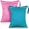 thumbnail image 1 of Solid Green Pink2 Pcs Large Travel Laundry Bag Washable Waterproof Wet Dry Large Dirty Clothes Bag Bathing Workout(Solid Black), 1 of 6