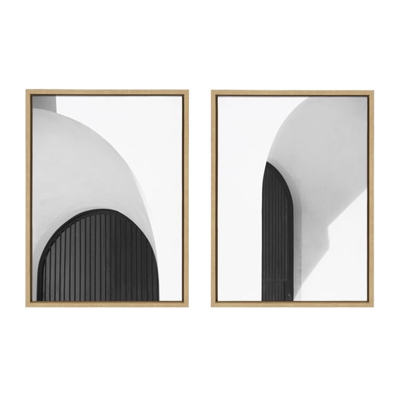 Kate and Laurel Sylvie Doorway 1 and 2 Framed Canvas Wall Art Set by Alicia Abla, 2 Piece 18x24 Natural, Modern Abstract Black and White Art for Wall