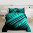 thumbnail image 2 of Homewish Abstract Geometric Striped Full Size Comforter Sets,Line Pattern Bedding Comforter Set,Cyan Black Bedding Sets For Kids,Super Cozy Room Decor Reversible,3pcs, 2 of 8