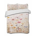 thumbnail image 2 of Spring Floral Full Size Down Alternative Comforter, Lightweight Comforter Quilt Bedding Set with Pillow Shams Pastoral Botanical Summer Flowers Vintage All Seasons Bed Comforter Duvet Insert 78"x90", 2 of 7
