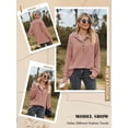 thumbnail image 7 of NFTOEIULA Women Polo Collar Button Down Long Sleeve Textured Top, 7 of 7