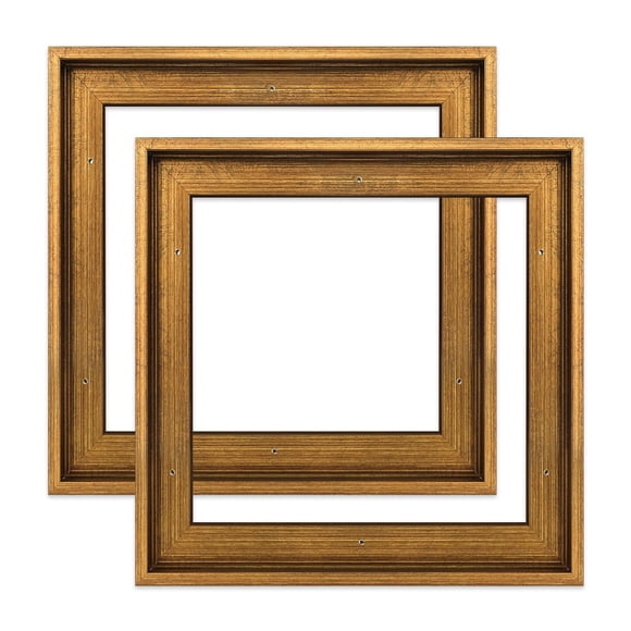 Marco flotante FOLKOR para lienzos de 40 x 40 cm, paquete de 2 unidades, dorado