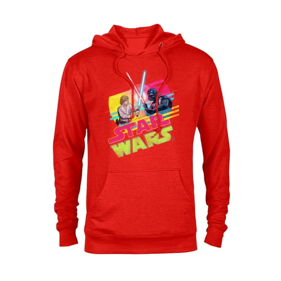 Star Wars Luke Skywalker vs Darth Vader Duel Retro 1980 Vibe - Pullover Hoodie for Adults - Customized-Red