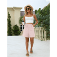 thumbnail image 6 of Gleelaud Women's Bermuda Shorts Summer Elastic Waist Casual Lightweight Button Shorts with Pockets Pink, 6 of 6
