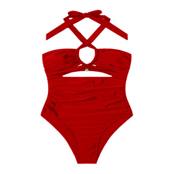 RUTAYY Women's One Piece Swimsuits V Neck Push Up Solid Color Resort Bodysuits Water Sport Swimsuit