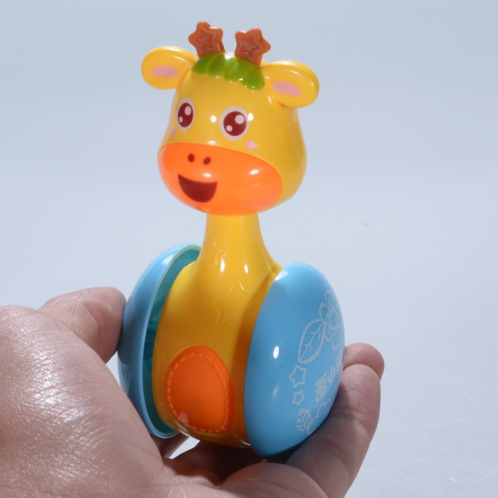 Cartoon Animal Giraffe Tumbler Doll Roly-poly Rattles Ring Bell Baby Kids Toy LH