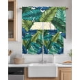 thumbnail image 2 of Summer Tropical Leaves Kitchen Curtain and Valance Set 3 Pieces,Rod Pocket Short Tier Curtains 24 Inch Length,Blue Green Botanical Leaf Plants Swag Topper Small Window Treatment for Cafe Bathroom, 2 of 6