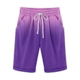 thumbnail image 4 of Sakmal Mens Shorts Knee Length Cotton Linen Bermuda Elastic Waist 9 Inch Solid Summer Purple Shorts for Men 3XL, 4 of 5