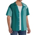 thumbnail image 3 of Ratiio Teal Color Print Mens Casual Short Sleeve Shirts Button Down Textured Shirts Summer Beach Shirt with Pocket Men's Casual Short-sleeved Shirt, 3 of 5
