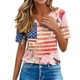 thumbnail image 6 of VKOYWKM American Flag Shirts for Women 4th of July Independence Day Patriotic USA V Neck Button Henley Tee Graphic Tops Summer Casual, 6 of 9