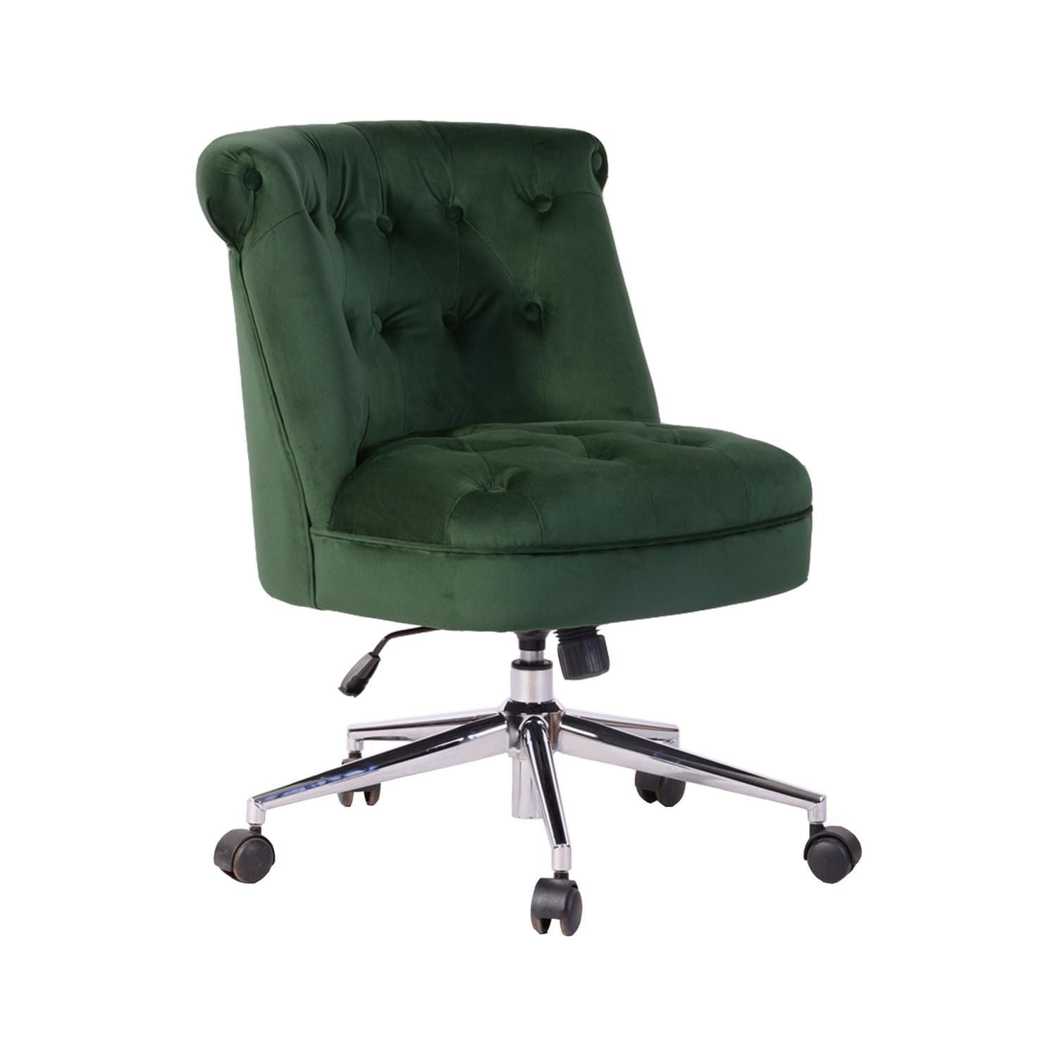 Homylin Modern Swivel Home Office Chair, Fabric Upholstered Accent Chair Tufted Vanity Chairs Adjustable Computer Desk Chair for Living Room Bedroom Study Room, Green