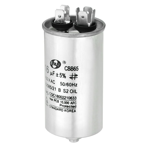 16uF 16MDF 450VAC Fan Start Capacitor, CBB65 Circular Run Capacitor with Screws for Air