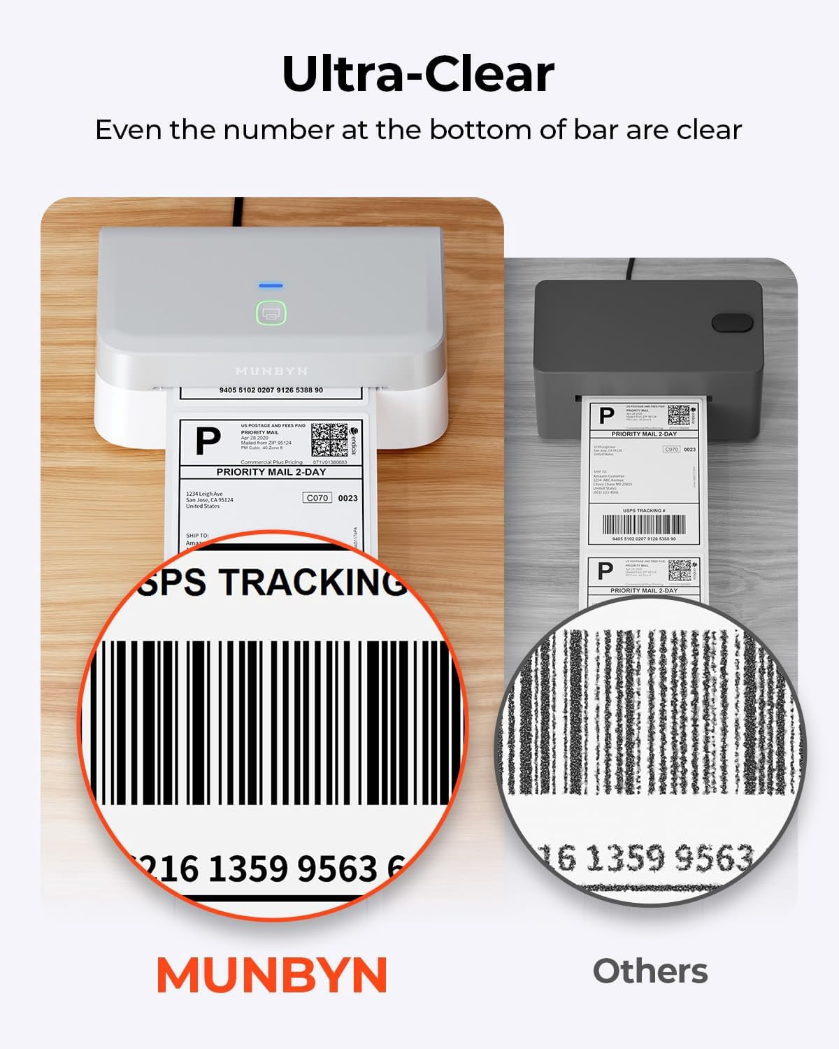 MUNBYN Bluetooth Thermal Label Printer RW403B Wireless 4x6 Shipping Label Printer for Small Business Compatible with Android, iPhone Windows Mac Chromebook Width 1.57"-4.25" (Black)