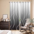 thumbnail image 3 of Black Geometric Kitchen Curtains 84 Inch Length, Modern White Stripe Abstract Distortion Art Grommet Top Bedroom Living Room Curtains, Light Filtering Cafe Curtain Drapes 2 Panels Set 84''x84'', 3 of 9