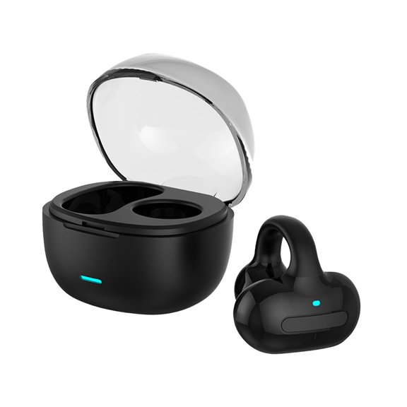 Auriculares con clip para la oreja, mini auriculares deportivos impermeables de baja latencia. Negro