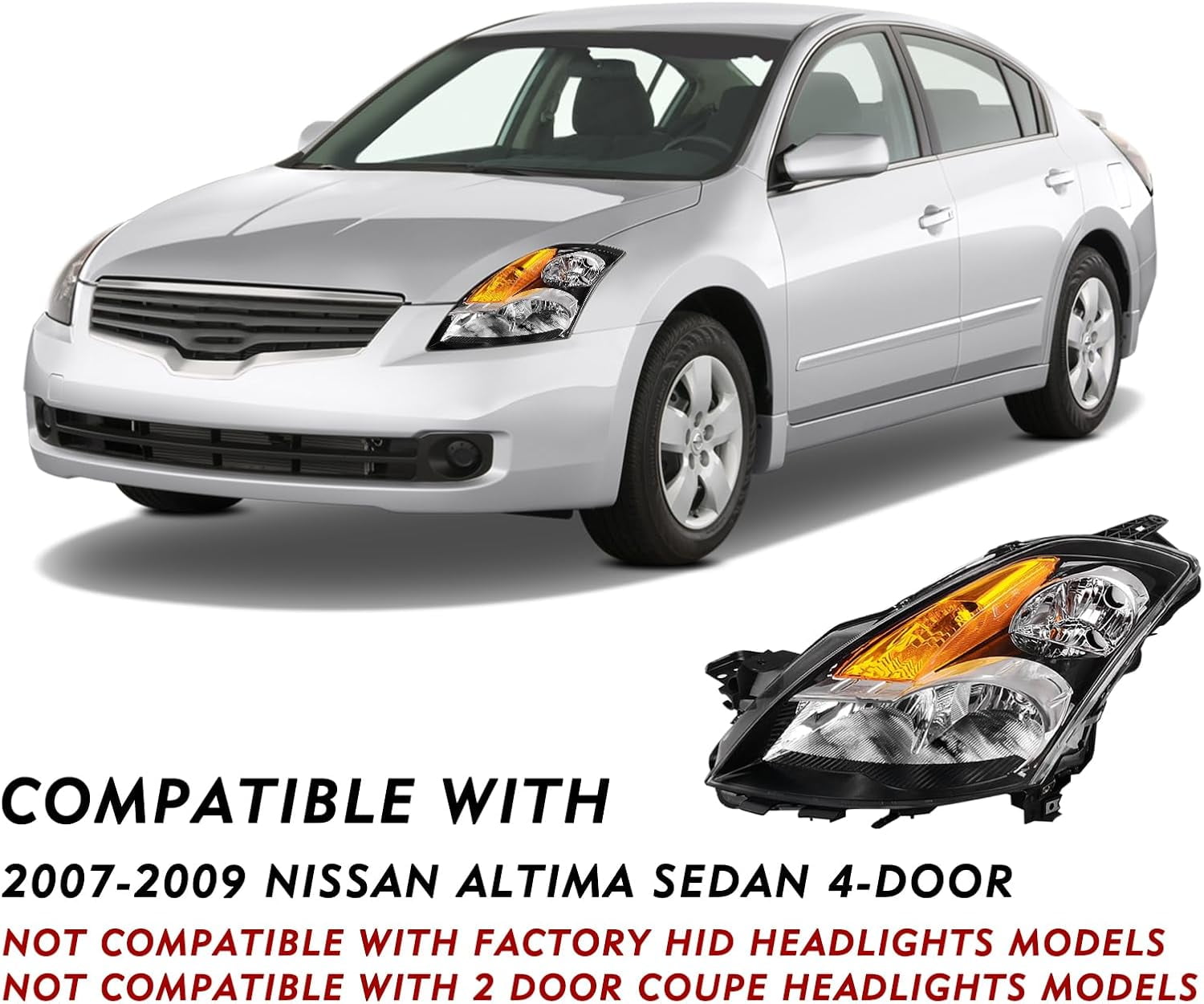 Shocklight Fog Lights Compatible With 2007-2009 Nissan Altima 4DR Sedan