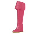 thumbnail image 2 of YDN Women Chic Closed Toe Wedge High Heels Thigh High Over The Knee Boots Comfy Pull On Foldable Knee High Boots Shoes Size 8.5 Pink, 2 of 3