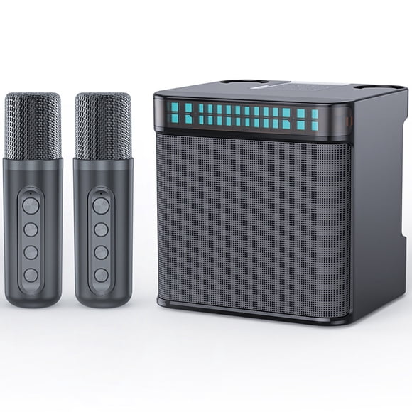 Máquina de karaoke con luces intermitentes y pantalla de visualización, sonido de karaoke, función de cambio de sonido inteligente, conjunto de altavoces de karaoke de segmento U doble