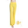 thumbnail image 4 of FUNUONY Big Sale!! Women Fold Over High Waist Cotton Stretch Flare Leg Boot Cut Yoga Pants Leggings Spring and Summer Yoga Pants with Pockets Outdoor Dance Flared Loose Straight Leg Pants Yellow S, 4 of 6