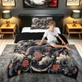 thumbnail image 2 of meiyoeat Ink Cloud Dragon Twin Comforter Sets for Men Boys, Japanese Style Flower Bedding Set, Black Blue, Black Reversible, 2pcs, 1 Comforter and 1 Pillowcase, 2 of 5