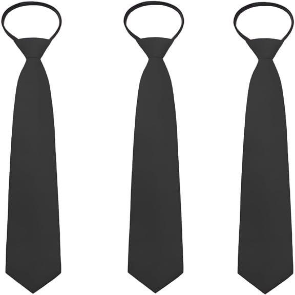 TELOLY 3 Pcs Zipper Ties for Men,Pre-Tied & Black Tie,for Work,Wedding and Casual Wear