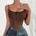 thumbnail image 4 of Beach Vacation Clothes for Women Blank Women Bodysuit Band Christmas Tops for plus Size Leather Corset Top X Bra in Tops Crop Top Workout Shirts Cropped Blank Crop Big Girls Yoga Backless Brown M, 4 of 6