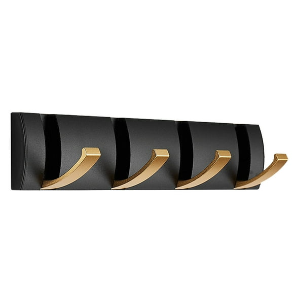 Coat Rack Wall Mounted with,Black Gold Modern Heavy Duty Wall Coat Hooks, Folding Space Saving Towel Hanger