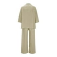 thumbnail image 5 of Enjoytime Women 2 Piece Outfits Sets Solid Color 3/4 Sleeve Tops Wide Leg Pants Loungewear Casual Travel Vacation Matching Set Beige XL, 5 of 8