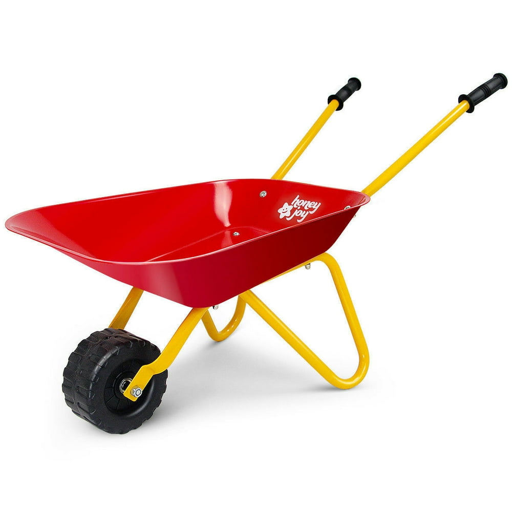 Costway Steel Wheelbarrow for Kids, Red\Green