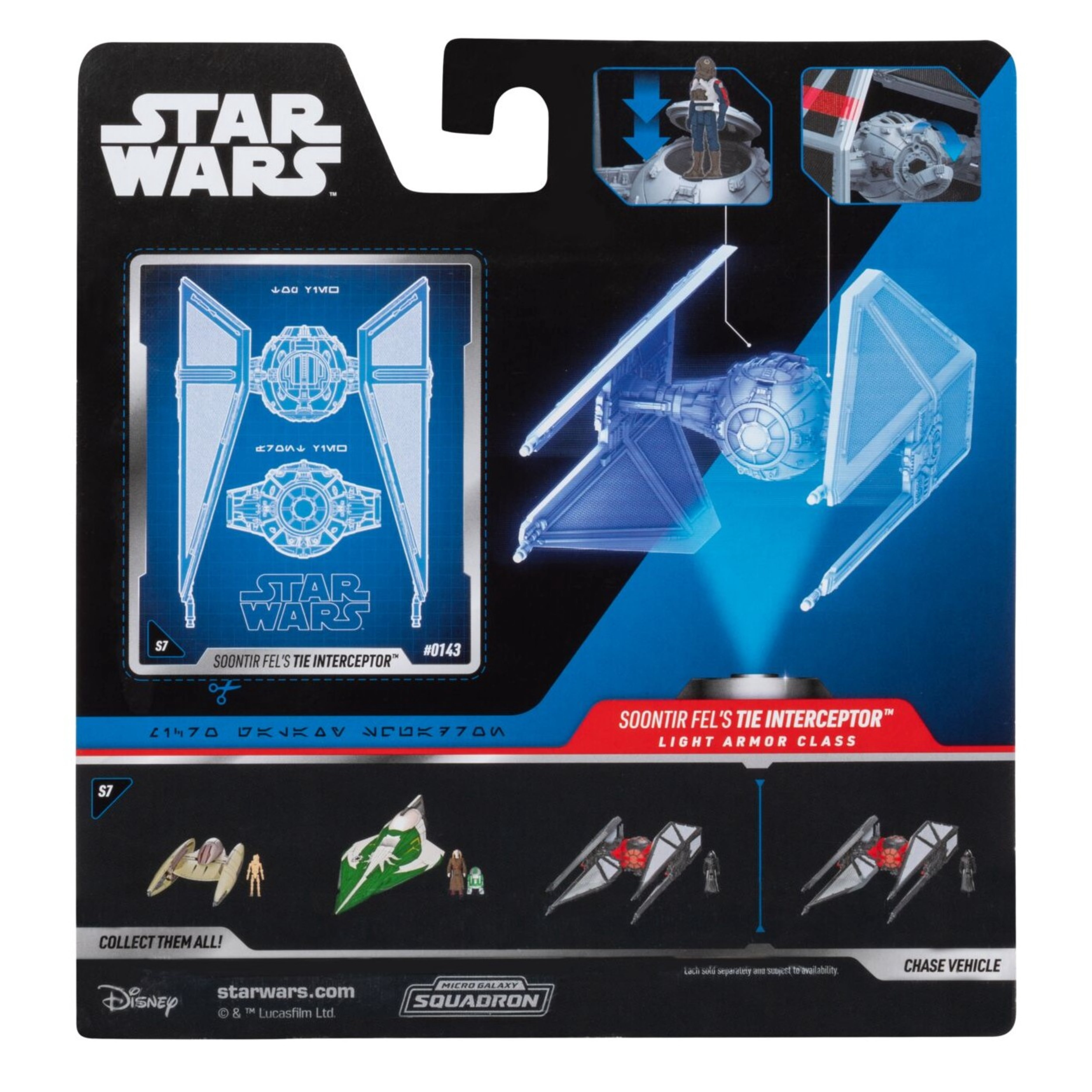 Star Wars Micro Galaxy Squadron TIE Interceptor - 3 inch Chase Edition Vehicle with 1 inch Micro Figure Accessory