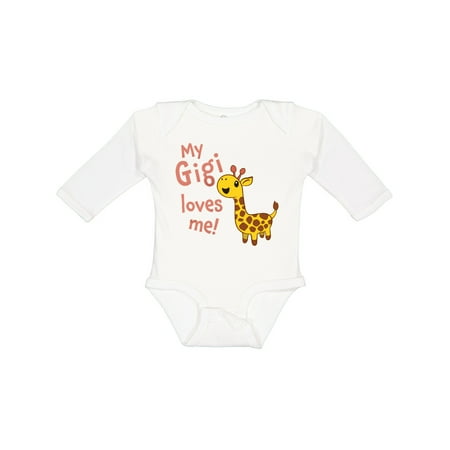 

Inktastic My Gigi Loves Me- Cute Giraffe Gift Baby Boy or Baby Girl Long Sleeve Bodysuit