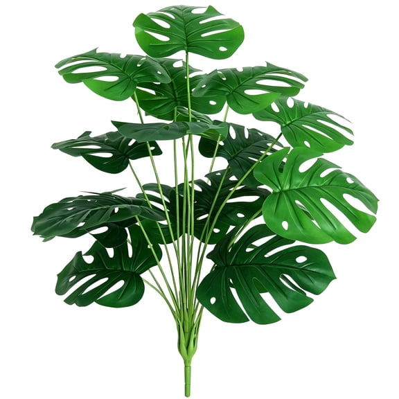 Fake Plants Huryfox Artificial Monstera Palm Tree 29.5in Tall Tropical Turtle Plant 18 Leaves for Bedroom Wall Home Garden Room Decoration