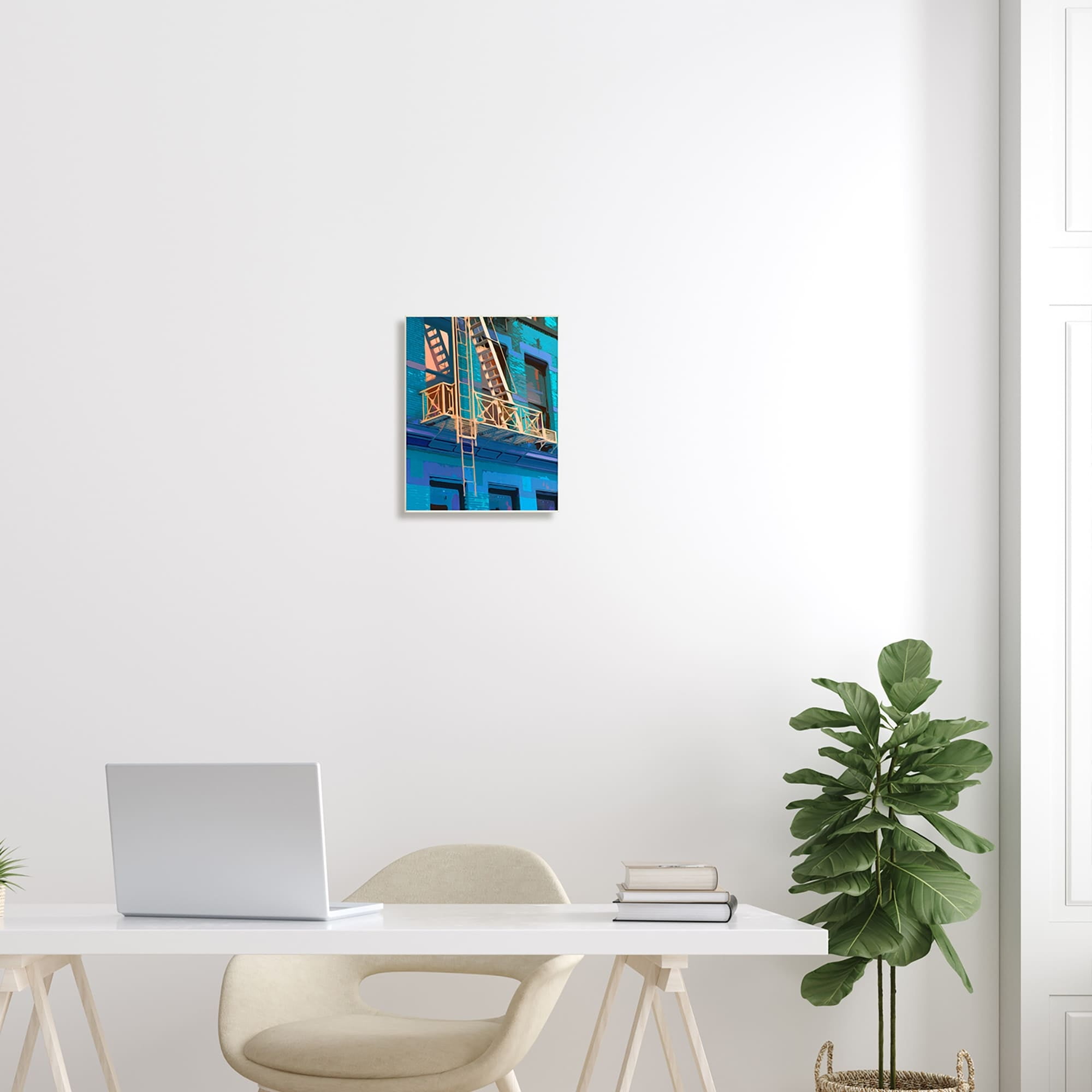 Stupell Industries Urban City Architecture Building Blue Evening Lighting Painting Unframed Art Print Wall Art, Design by Noah Bay