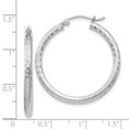 thumbnail image 3 of 925 Sterling Silver Rhodium-plated 2.5mm Diamond Cut Hoop Earrings; for Adults and Teens; for Women and Men, 3 of 3