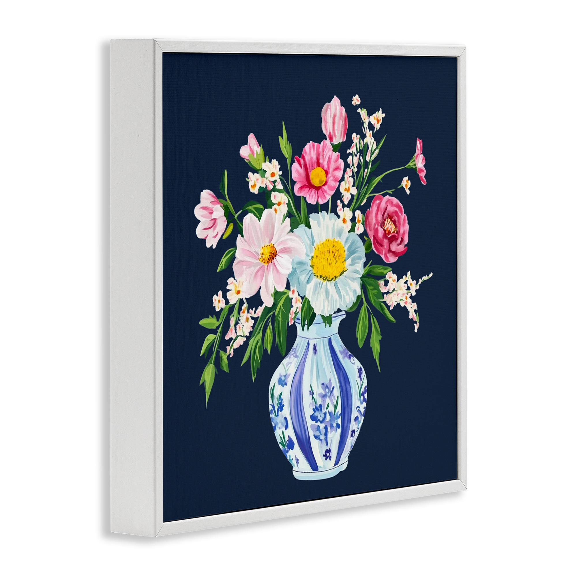 Spring Chinoiserie Vase White Framed Giclee Art, design by Yen