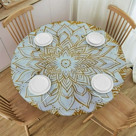 

BCIIG Flower Design Amanda Sage Round Table Cover Stain Resistant Washable Indoor Outdoor Tablecloth Kitchen Dining Wedding Parties Waterproof Fabric 100% Polyester 38-42